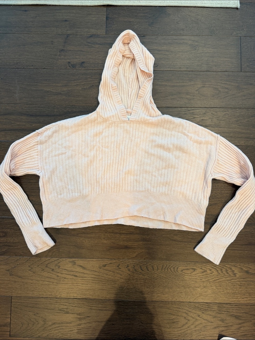 Offline by Aerie Cropped Ribbed Hoodie in Pink Size XS - C33-045